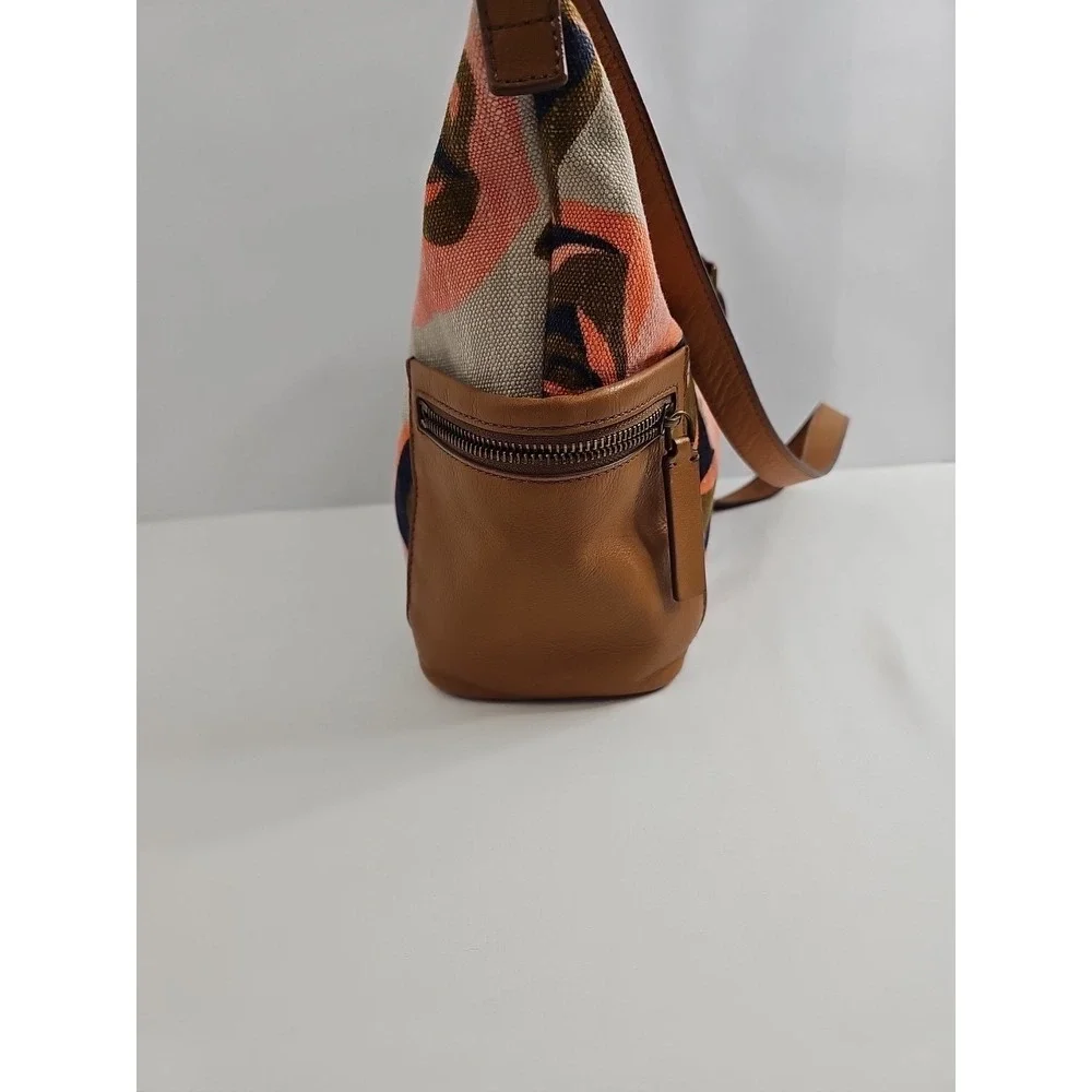 VTG Fossil Shoulder Bag Leather Accents - Canvas Hobo